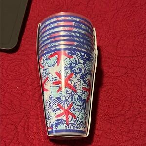 Lilly Pulitzer Blue and Pink Tumblers new original packaging.